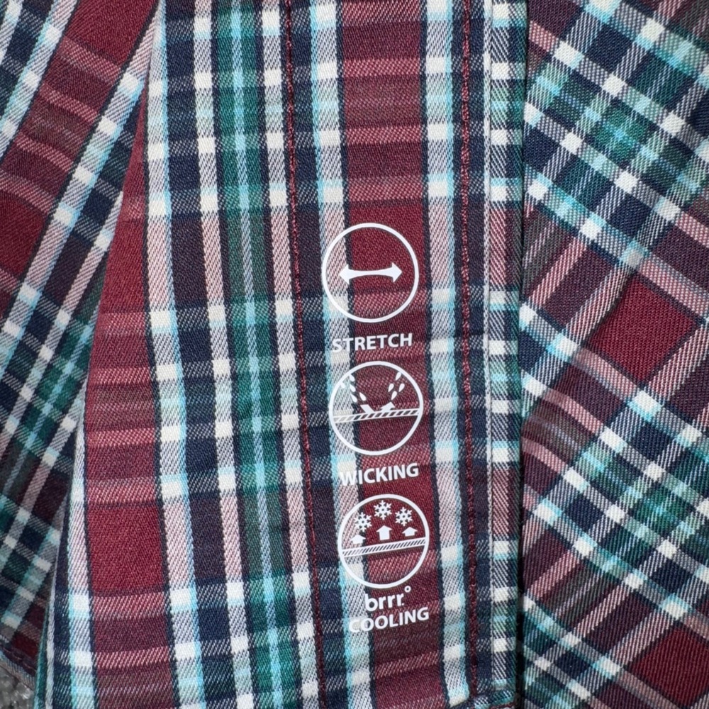 Vineyard Vines OTG Performance Shirt Mens Medium Plaid brrr Cooling Burgundy NEW - Picture 3 of 8